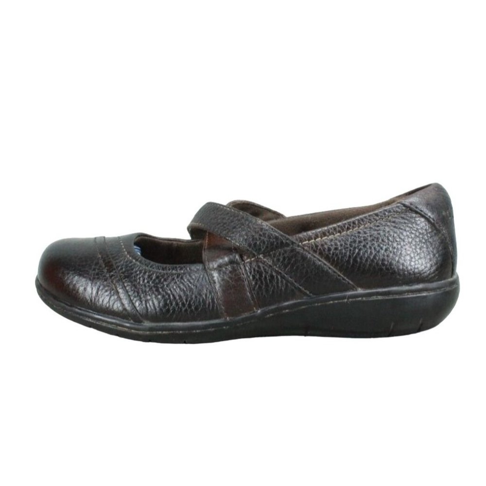 Clarks Bendable Black Leather Slip On Mary Jane Comfort Shoes Size 7 M - Picture 1 of 8